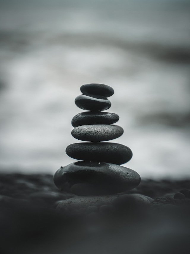 Rocks stacked representing balance